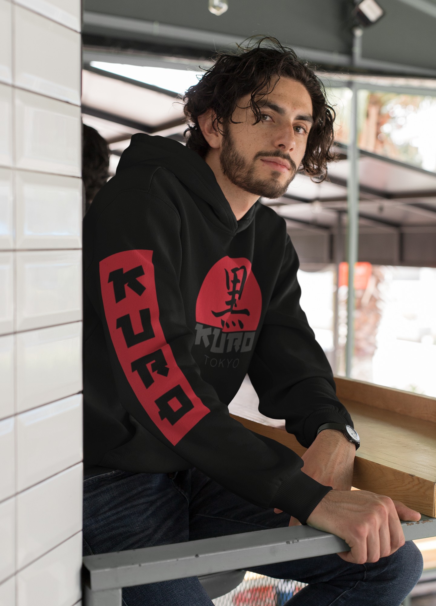 Black hoodie with red sleeves outlet