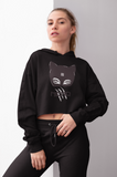 BLACK CAT EYES Crop Hoodie - CAT WOMAN COLLECTION