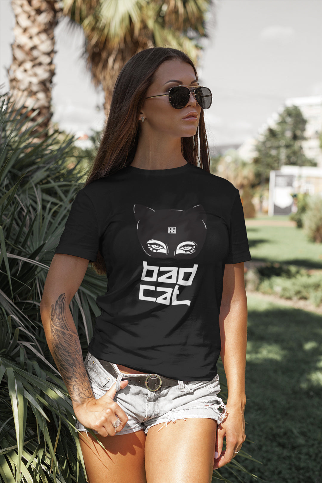 Bad Cat  - Women's Relaxed Black T-Shirt