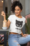 WHITE CAT EYES Crop T-shirt - CAT WOMAN COLLECTION