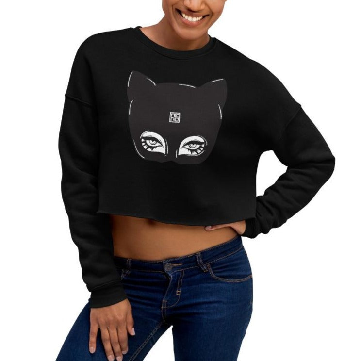 BLACK CAT EYES Crop Sweatshirt - CAT WOMAN COLLECTION