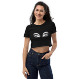 Cat Eyes - Black Organic Crop Top