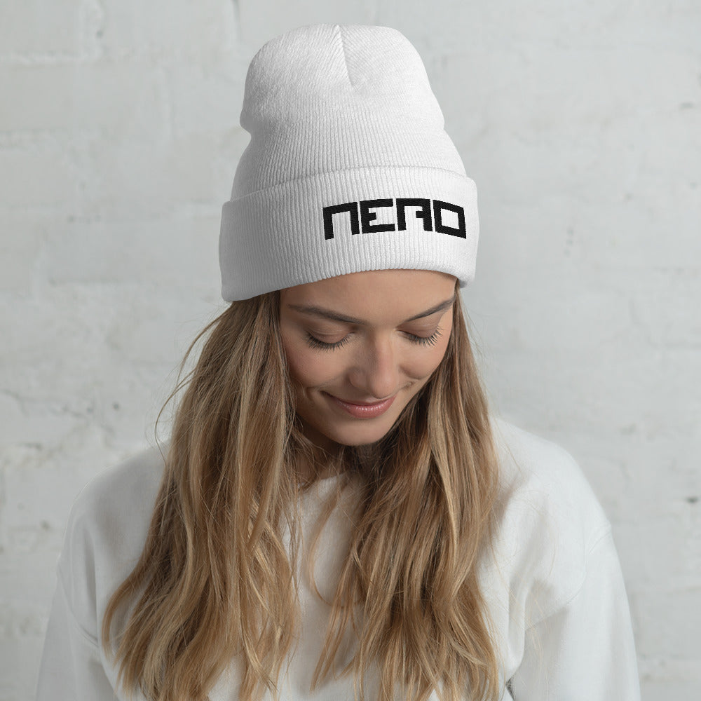 All Black Wide Logo Beanie - NERO HATS Collection
