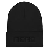 All Black Wide Logo Beanie - NERO HATS Collection