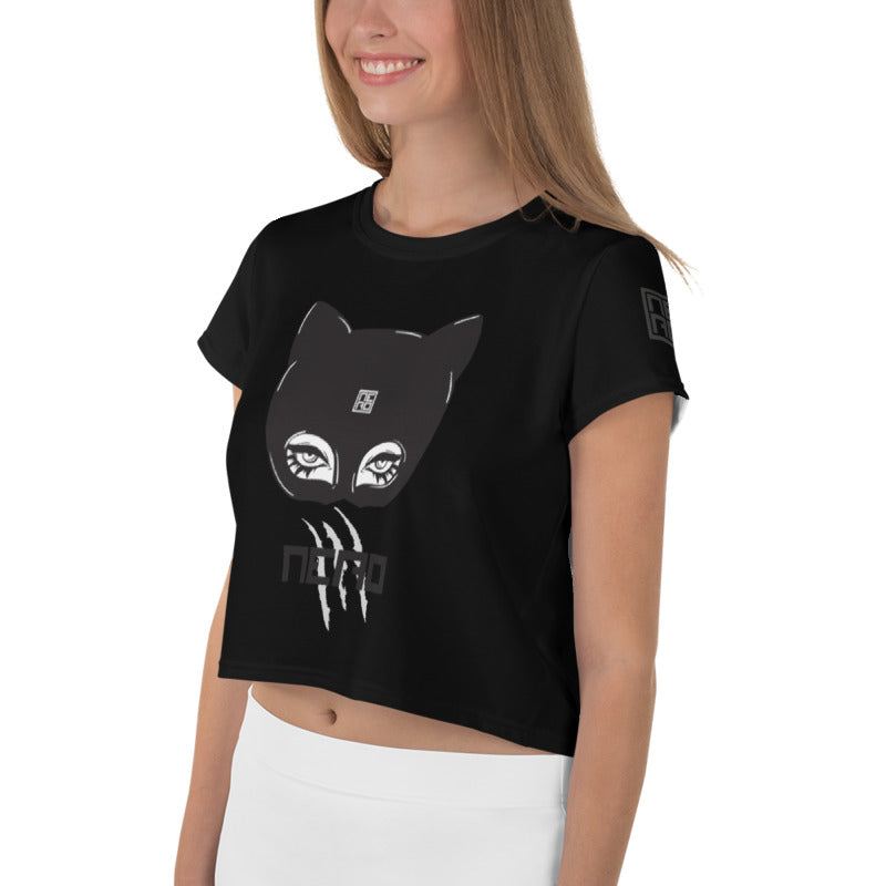 BLACK CAT EYES Crop T-shirt - CAT WOMAN COLLECTION